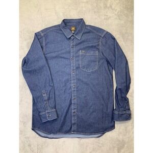 Lee Denim Shirt Mens Large Blue Classic Fit Extreme Motion Long Sleeve Button Up